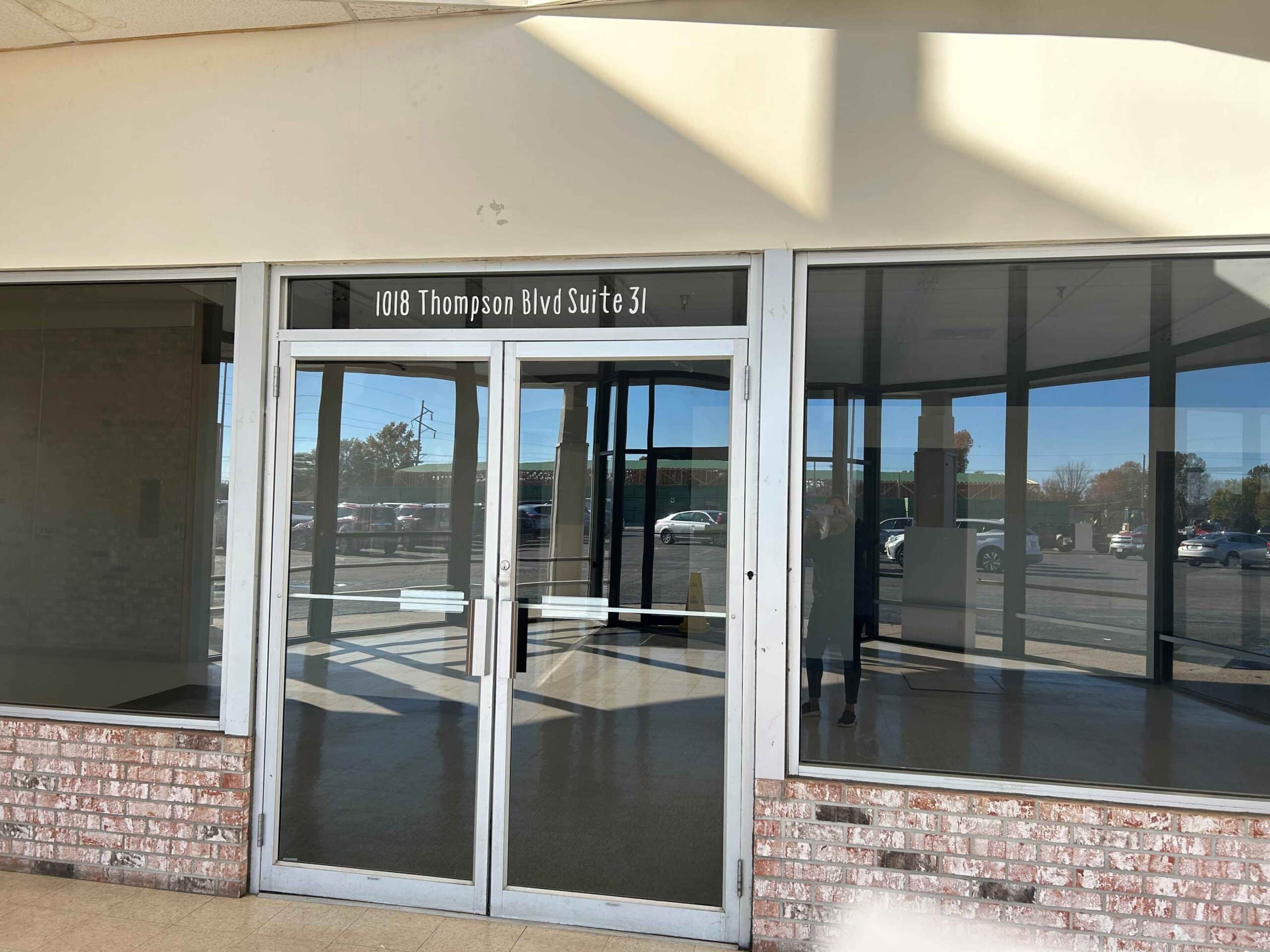 The exterior entrance of County Mall that leads to the hallway to each unit